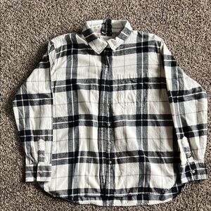 American Eagle Classic Black and White Plaid Women's Flannel Shirt